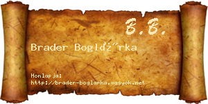 Brader Boglárka névjegykártya